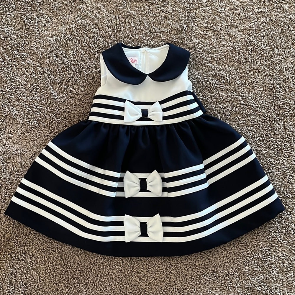 Gently used Navy and white Blue dress